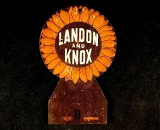 Vintage Landon And Knox License Plate Topper Rare Old Advertising Gas Oil Sign