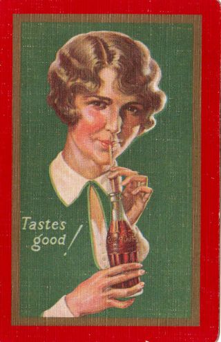 1 Playing Swap Card Vintage Coca Cola Deco Lady Drinking Coke From A Straw 3