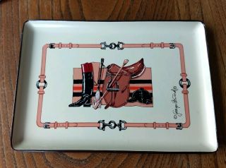 Small Vintage Georges Briard Equestrian Horse Riding/fox Hunting Themed Tray
