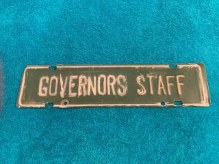 Vintage Governor Staff Political License Plate Topper Badge Tag Green