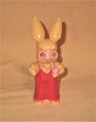 Knickerbocker Hard Plastic Mr Bunny Rabbit W/glasses & Pipe Vintage Easter Toy