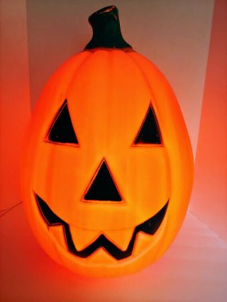 Vintage 23 " Large Pumpkin Jack O Lantern Halloween Blow Mold Light Up
