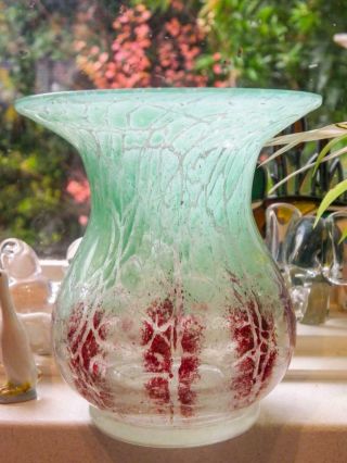 Art Glass Green & Brown Over Clear Glass - Australian Artist Keith Rowe 