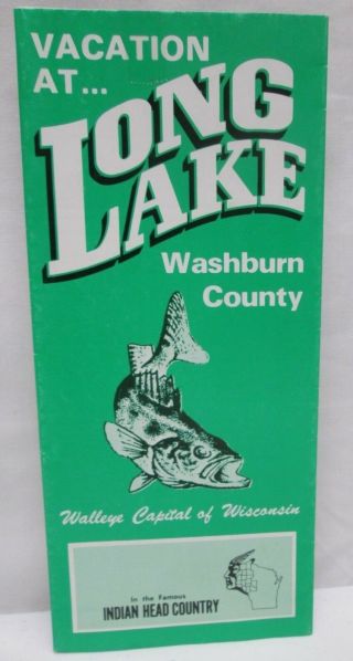 Vintage Vacation At Long Lake Washburn County Wisconsin Travel Brochure Map