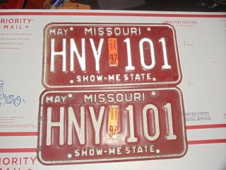 1 - Pair Missouri License Plates 1990 
