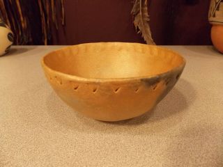 Antique Native American Picuris Indian Gold Mica Hand Coiled Clay Bowl 5 - 1/2 "
