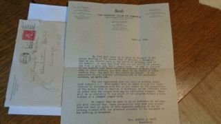 1924 Letter From The Garden Club Of America York