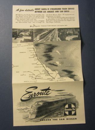 Old Vintage Santa Fe Railroad - Enroute Aboard The San Diegan Train - Brochure