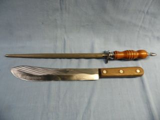 Vintage Case Xx 10 " Blade Butcher Knife,  Case Xx Sharpener Steel