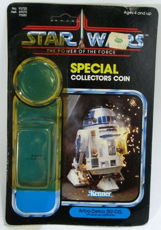 Vintage Star Wars Potf R2 - D2 Pop Up Saber Cardback And Bubble Only 1984