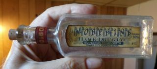 Morphine Bottle Apothecary Jar Hand - Blown Hinge - Mold Cork Narcotic Whitall Tatum