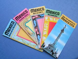 Vtg 5 Mexico Travel Maps Of Beaches,  Colonial Towns,  Arts,  Archeology,  Mex City