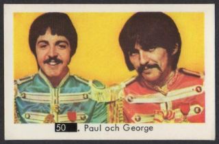 The Beatles - Paul & George - 1968 Swedish Black Pop Number Series Gum Card 50.