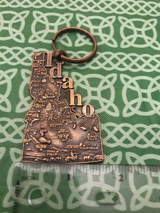Copper Idaho State Map Cities & Attractions Keychain Keyring