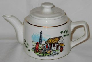 Carrigaline Pottery County Cork Ireland Teapot,  Shamrock Cottage & Celtic Symbol
