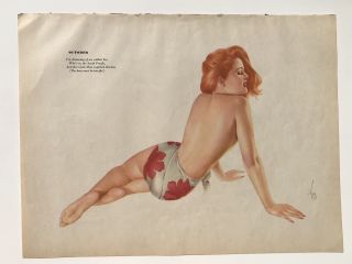 October 1945 Pin Up Girl Calendar Page By Varga Sexy Red Head D