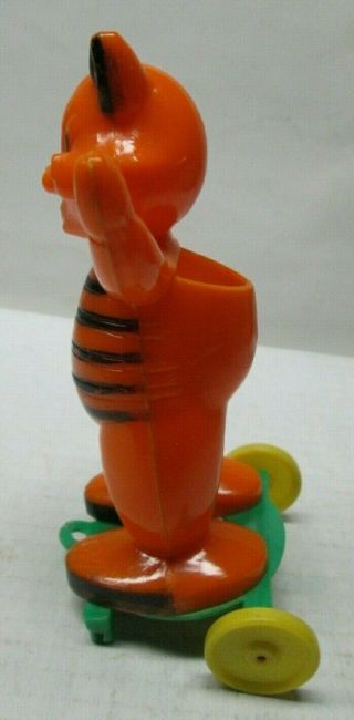 Vintage Rosbro Rosen Hard Plastic Halloween Cat On Wheels Candy Container NR 3