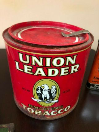 6 Antique Tobacco Tins Union Leader,  Sir Walter Raleigh,  Lucky Strike,  Half Half 3