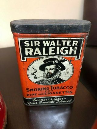 6 Antique Tobacco Tins Union Leader,  Sir Walter Raleigh,  Lucky Strike,  Half Half 4