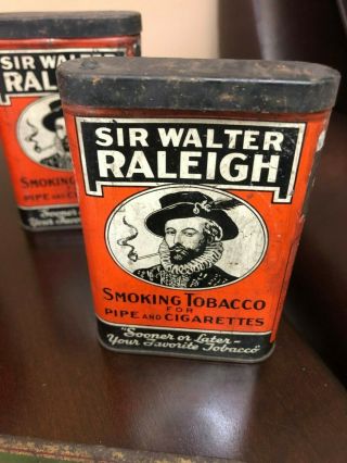 6 Antique Tobacco Tins Union Leader,  Sir Walter Raleigh,  Lucky Strike,  Half Half 5