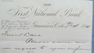 1884 Gunnison Colorado Letter To Freighter Dave Woods - Lake City Ox Team - Montrose 2