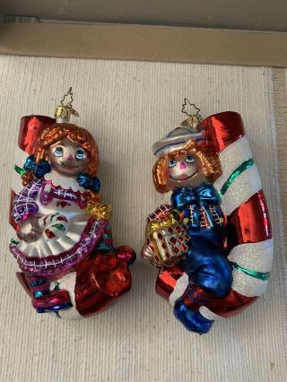 Christopher Radko Ornaments Raggedy Ann And Andy,  Vintage