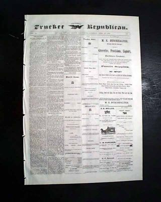 Rare TRUCKEE CA Nevada County California Old West Advertisements 1882 Newspaper 2
