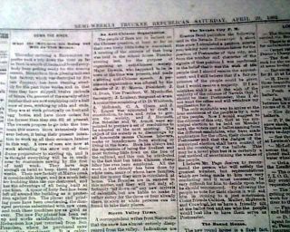 Rare TRUCKEE CA Nevada County California Old West Advertisements 1882 Newspaper 3