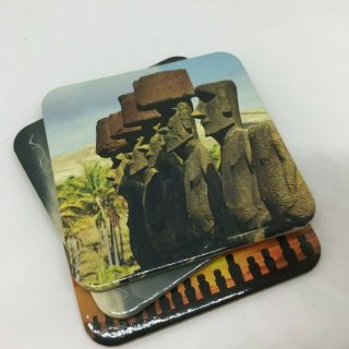 Easter Island Isla De Pascua Moai Land 6 Coasters Made In Chile
