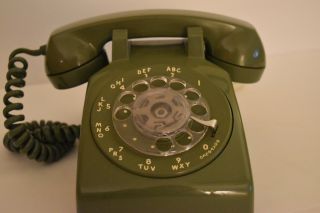 Vintage Western Electric Bell System Telephone Green Rotary Dial Desk Phone,  14