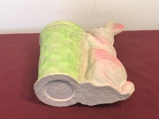 Vtg Paper Mache Bunny Rabbit Candy Container GRT Easter Color Basket German Rare 7