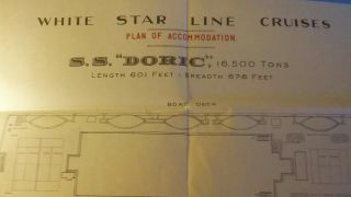 White Star Line RMS Doric large fold out cabin plan 1934 2