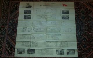 White Star Line RMS Doric large fold out cabin plan 1934 5