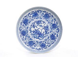 A Chinese Blue And White " Gardenia " Porcelain Dish