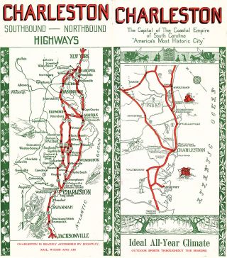 Charleston Sc Vintage Travel Brochure Keyed Visitors Guide Map Photos 1940 