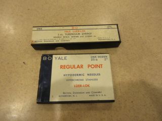 Vintage B - D Yale 1cc Tuberculin Syringe With 9 Luer - Lok 25g 2 " Needles