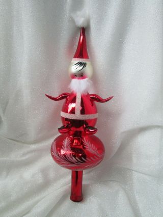 Vintage Italian Blown Glass Bearded Santa Christmas Tree Topper Final