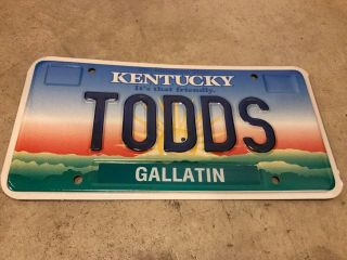 Kentucky Ky Vanity License Plate Todds - Todd 