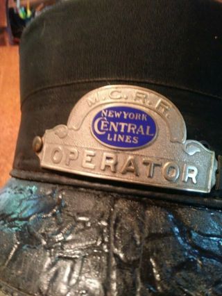 Antique York Central Lines,  Michigan Central Railroad Operator ' s Hat W/badge 2