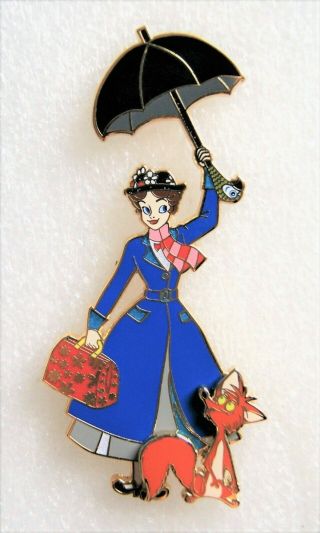 Art Of Mary Poppins Fox Umbrella Carpet Bag 3.  5 Inch Fantasy Pin Le 50
