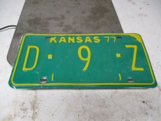 1977 Kansas Dealer License Plate Car Tag D - 9 - Z