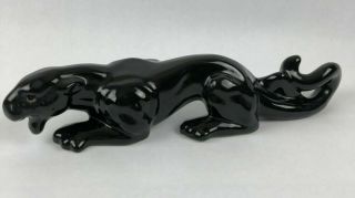 Vintage Mid Century Crouching Black Panther Figurine 13 "
