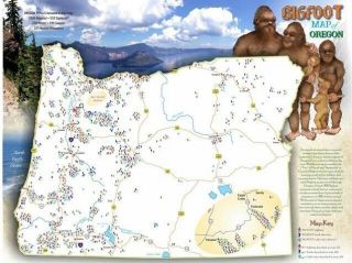 Bigfoot Map Of Oregon 2 Sided Poster Form