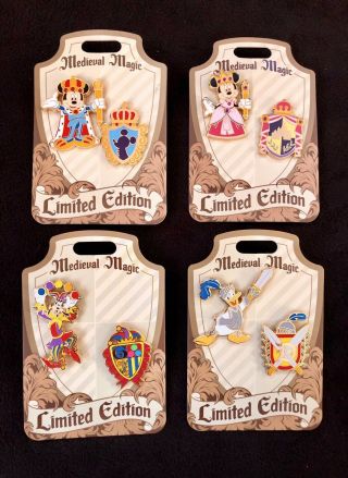 Disney Medieval Magic Pin Set: Mickey Mouse,  Minnie Mouse,  Donald Duck And Goofy