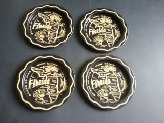 vintage metal tole souvenir tray with 4 coasters florida state pre disney 3