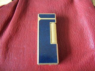 Dunhill Cigarette Lighter.  Blue Enamel Panels.  Order.