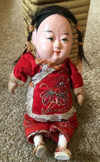Antique Oriental Asian Chinese China Doll With Clothing