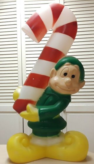 Christmas Elf W/ Candy Cane Blow Mold - Vtg - 1990s - Empire - 32 " Ht.  W/ Cord