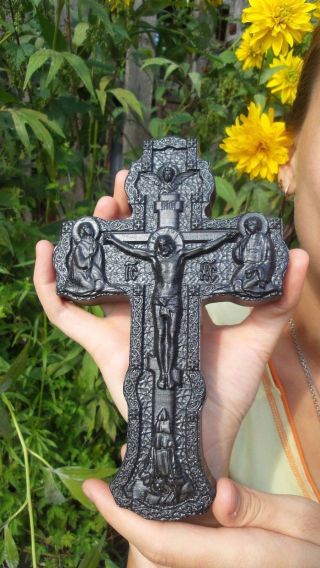 Wooden Carved Cross Bog Oak Antique Wood.  Orthodox.  Rare.  To Worldwide