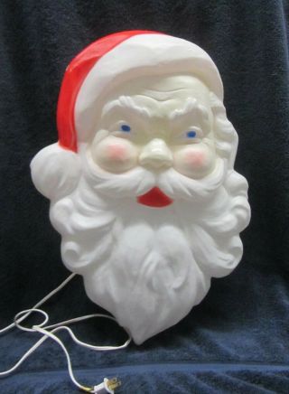 Vintage 22 " Lighted Santa 1989 Head Face Blow Mold Plastic Union Products